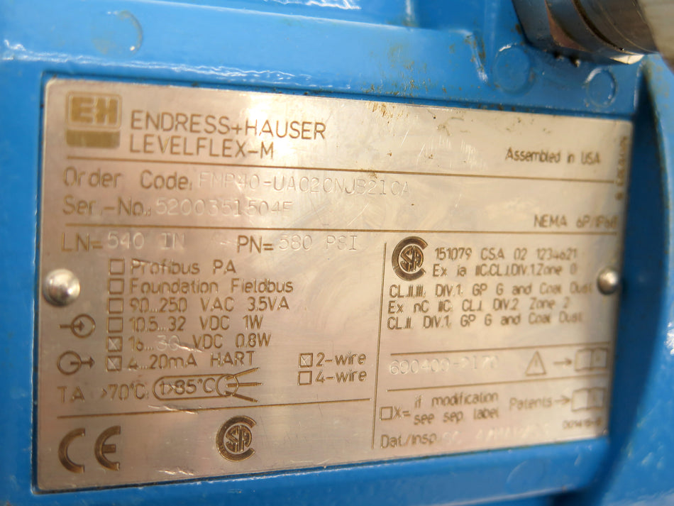 Endress + Hauser FMP40-UAC2CNJB21CA Guided Wave Level Sensor - Advance Operations