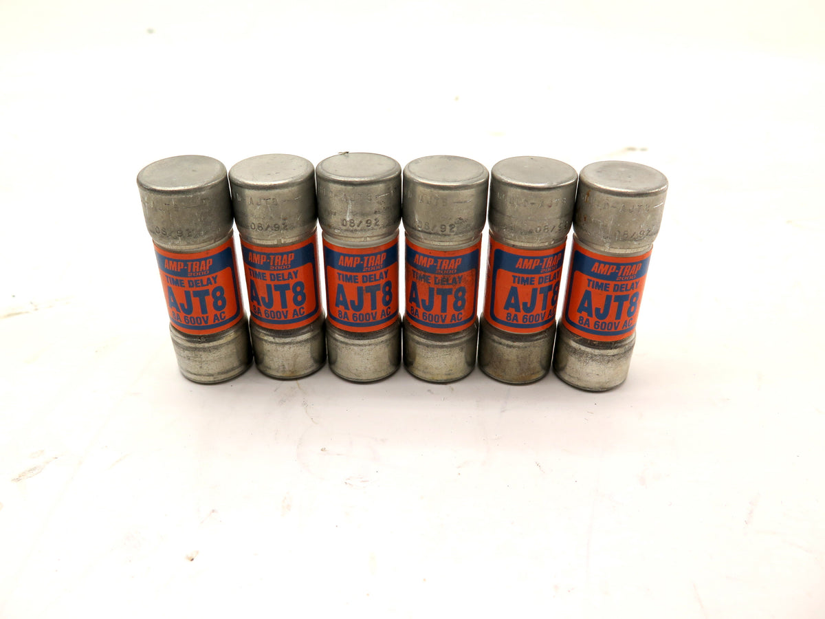 Gould Shawmut AJT8 Time Delay Fuse 8A 600V LOT OF 6 - Advance Operations