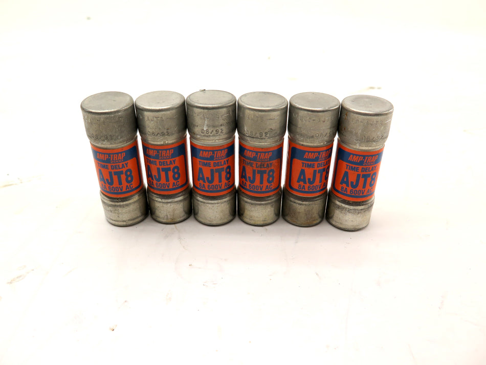 Gould Shawmut AJT8 Time Delay Fuse 8A 600V LOT OF 6 - Advance Operations