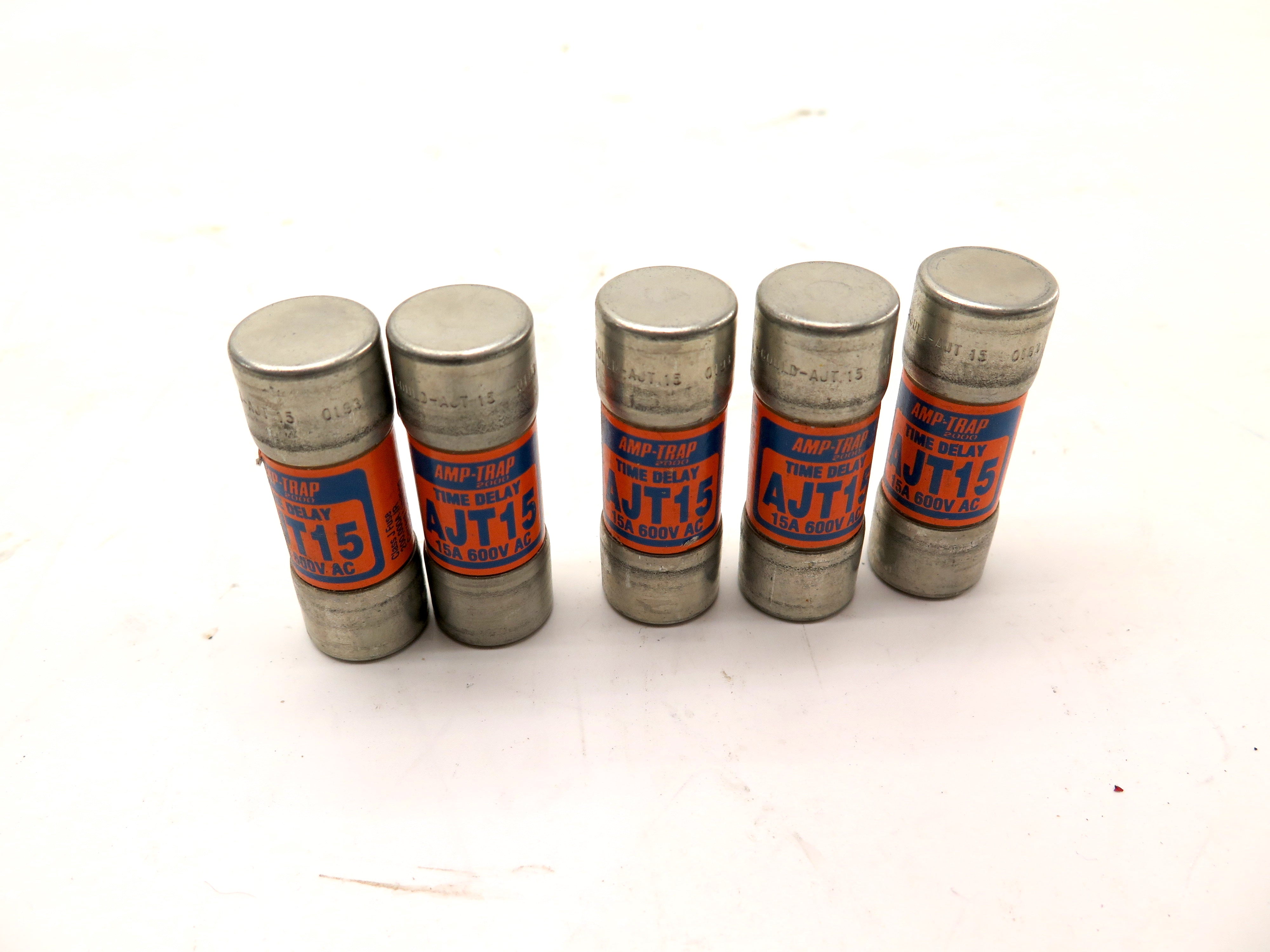 Gould Shawmut AJT15 Time Delay Fuse 15A 600V LOT OF 5 - Advance Operations
