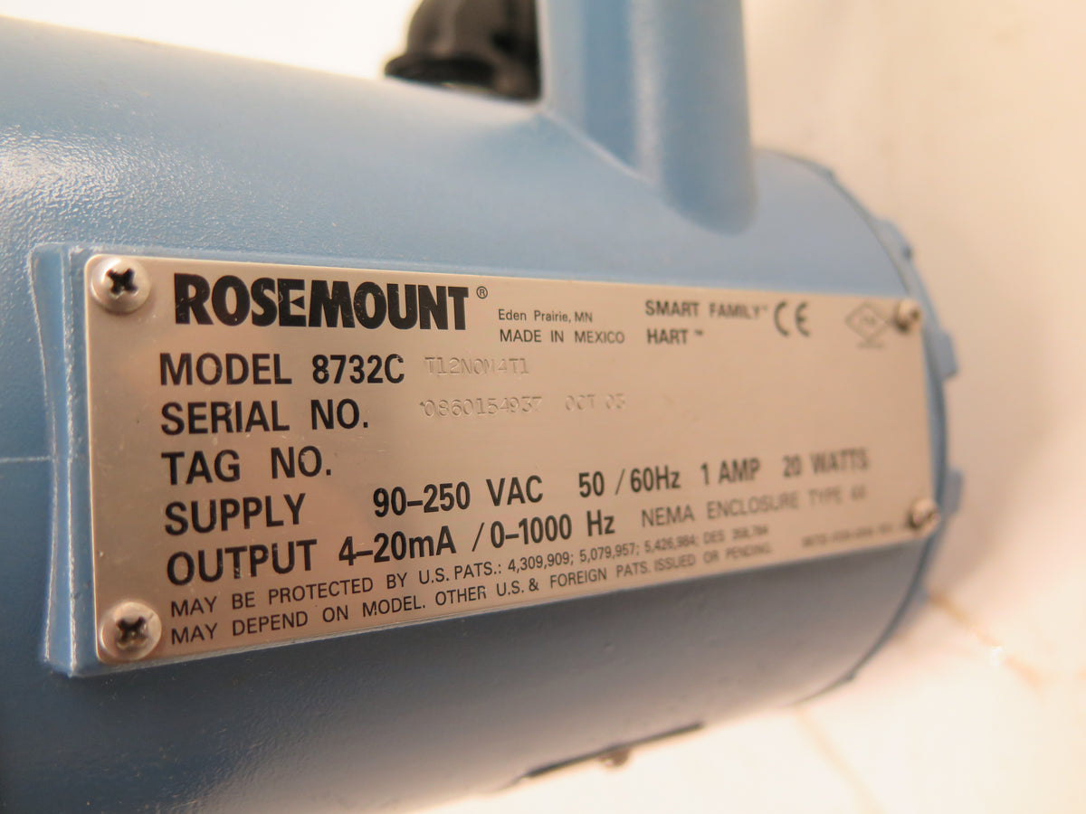 Rosemount 8732CT12N0M4T1 FLOW METER 250VAC 60HZ 1 AMP AC 20VA 3" - Advance Operations