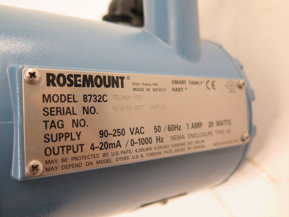 Rosemount 8732CT12N0M4T1 FLOW METER 250VAC 60HZ 1 AMP AC 20VA 3" - Advance Operations