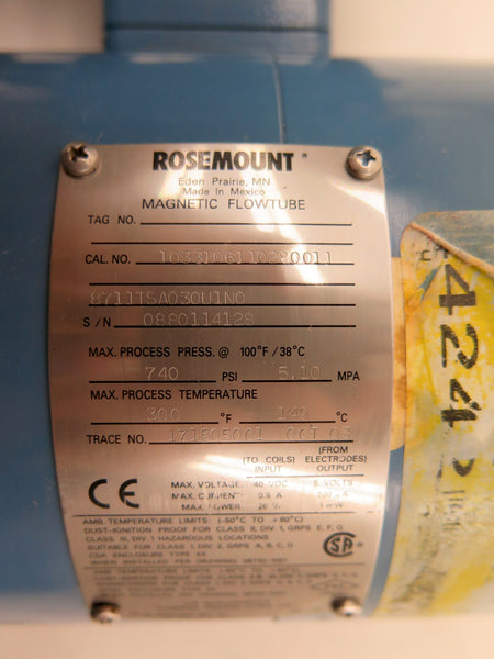 Rosemount 8732CT12N0M4T1 FLOW METER 250VAC 60HZ 1 AMP AC 20VA 3" - Advance Operations