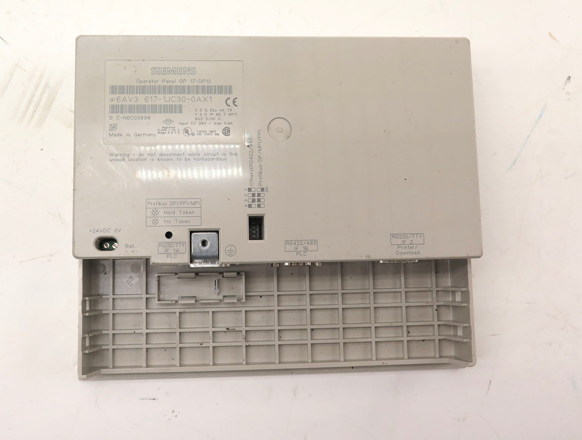 Siemens 6AV3 617-1JC30-0AX1 Operator Panel OP 17-DP12 - Advance Operations
