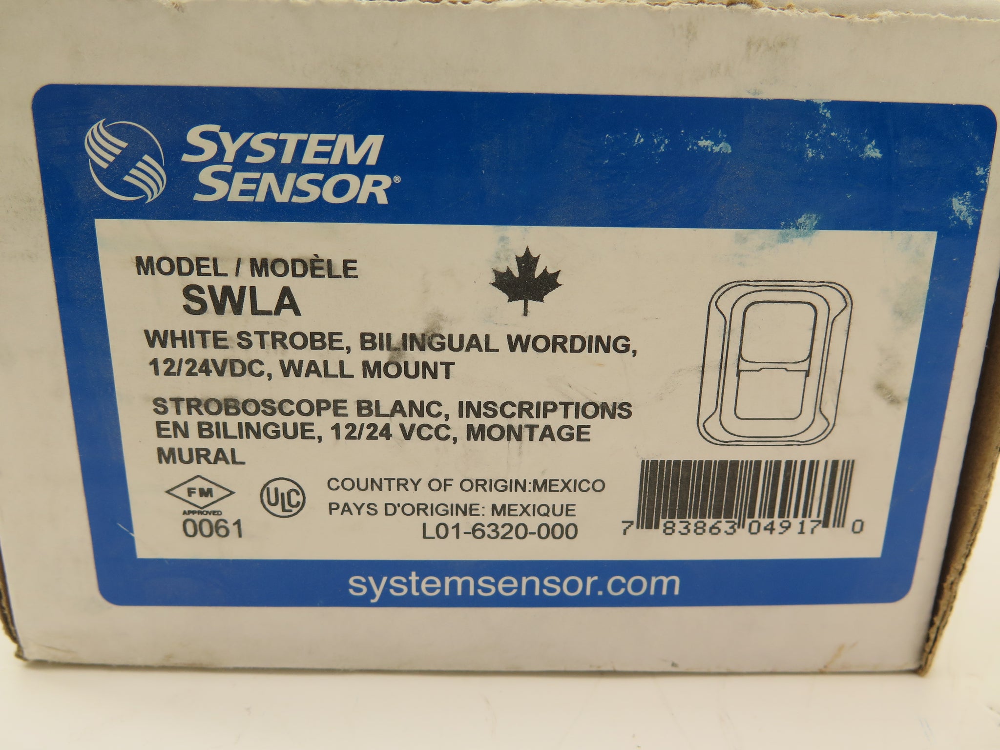 System Sensor SWLA White Strobe Bilingual Wording 12/24VDC Wall Mount ...