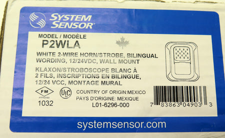 System Sensor / Honeywell P2WLA White 2 Wire Horn/Strobe Bilingual Wording - Advance Operations