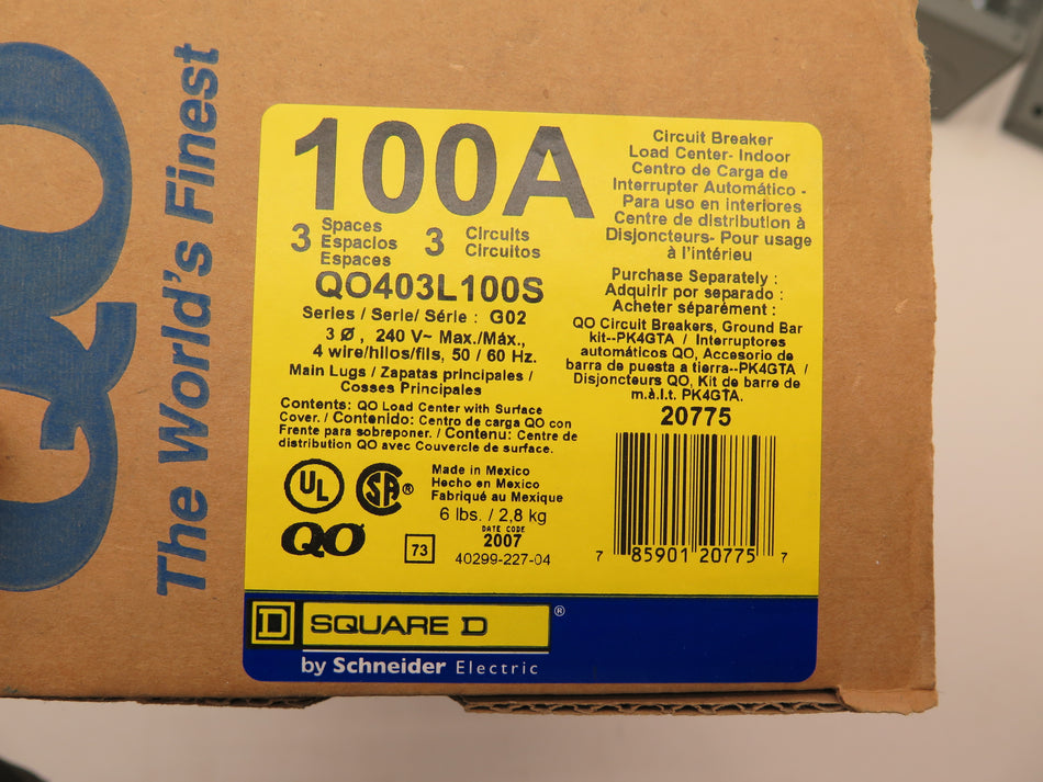 Schneider / Square D QO403L100S 100A Circuit Breaker Load Center Indoor - Advance Operations
