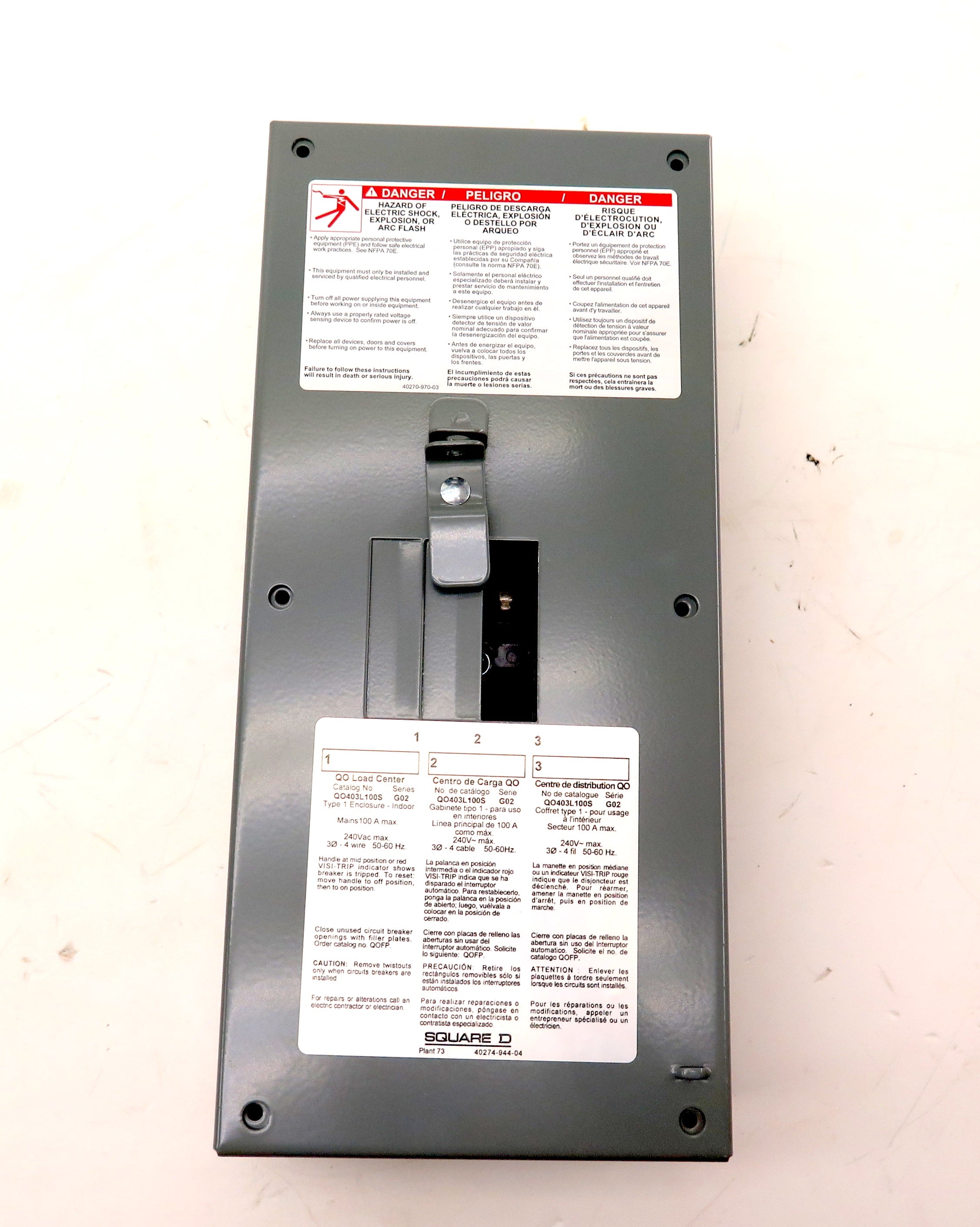 Schneider / Square D QO403L100S 100A Circuit Breaker Load Center Indoor - Advance Operations