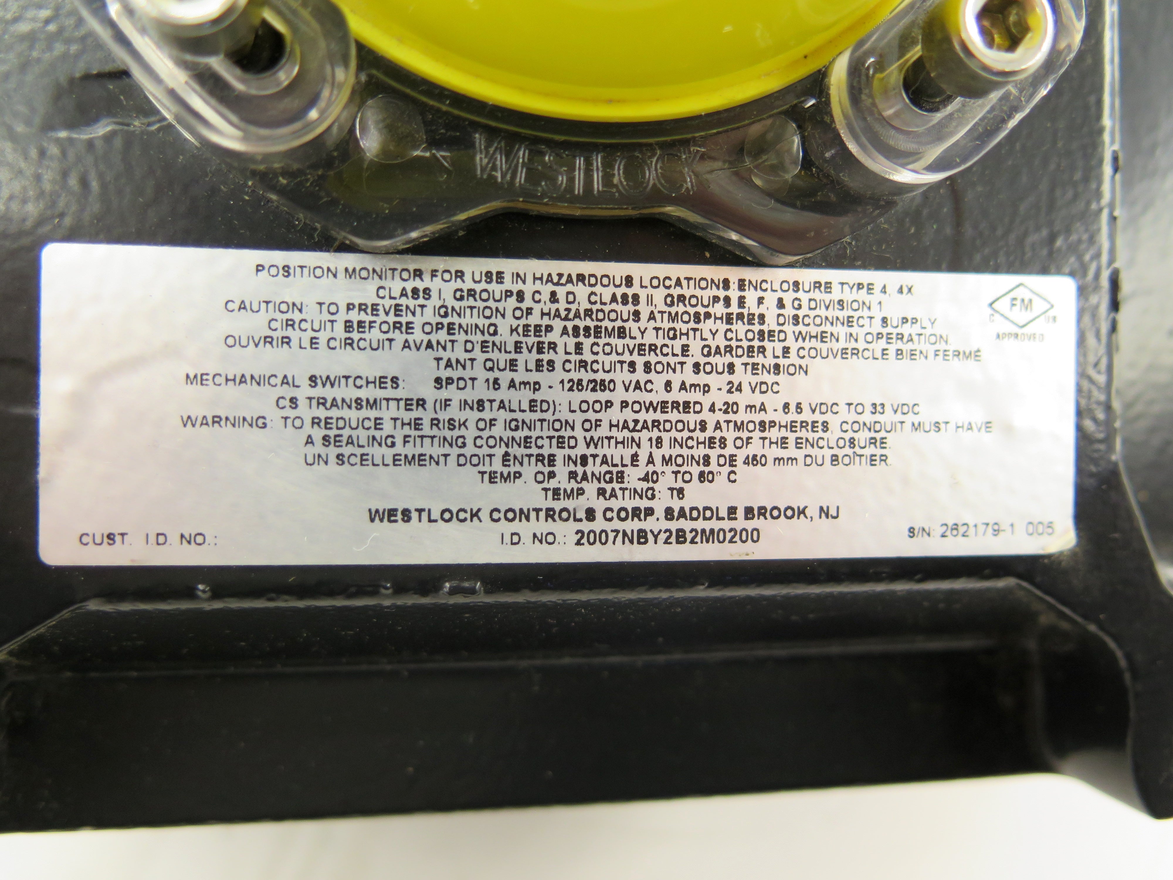 Westlock Controls 2007NBY2B2M0200 AccuTrak Rotary Position Monitor Switch 15A - Advance Operations