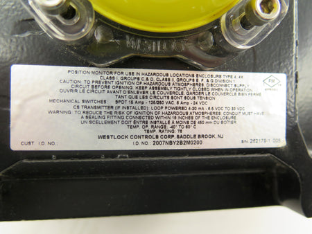 Westlock Controls 2007NBY2B2M0200 AccuTrak Rotary Position Monitor Switch 15A - Advance Operations
