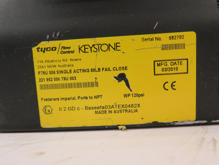 Keystone F79U 006 Single Acting 80Lbs Fail Close Actuator - Advance Operations