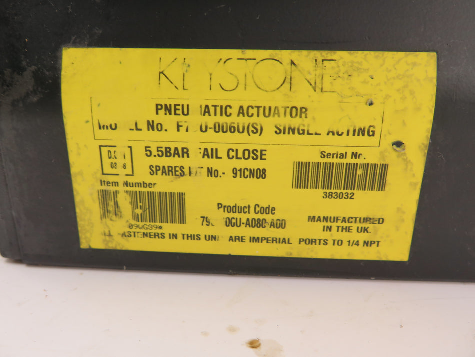 Keystone F79U-006U(S) Pneumatic Actuator Single Acting KIT - Advance Operations