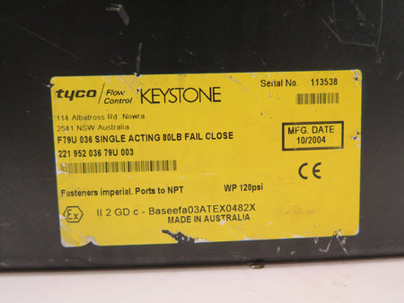 Keystone 221 952 036 79U 003 Pneumatic Actuator & Positioner KIT - Advance Operations