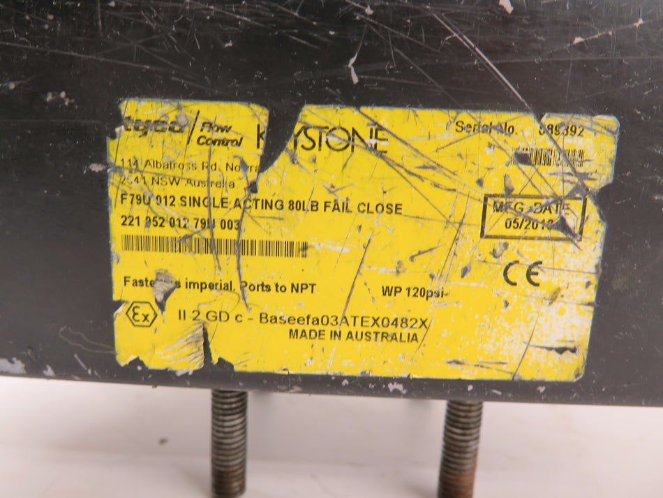 Keystone F79U 012 Single Acting Actuator 80Lbs Fail Close - Advance Operations
