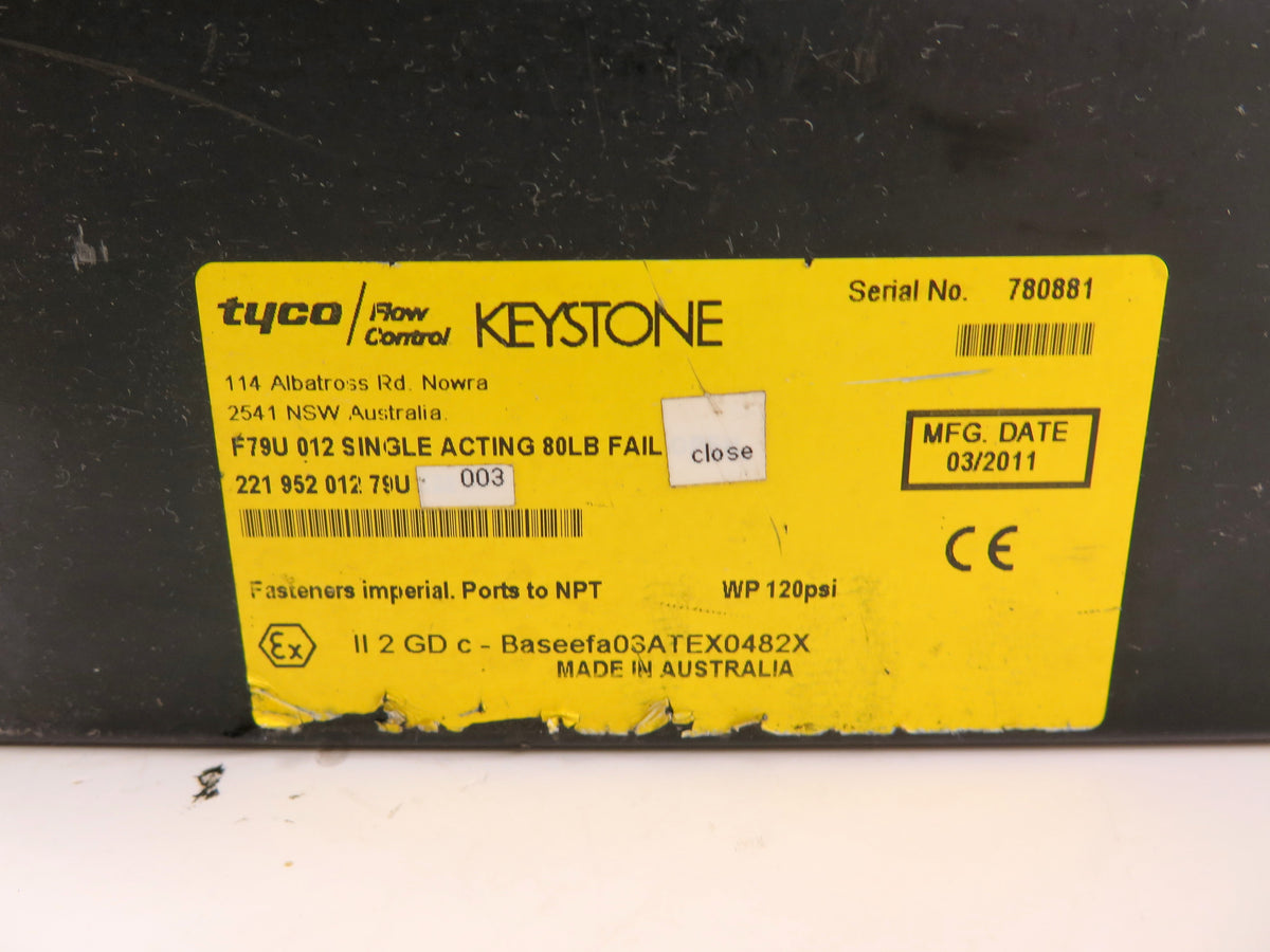 Keystone / Tyco F79U 012 Single Acting 80Lbs Fail Close Actuator - Advance Operations