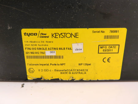 Keystone / Tyco F79U 012 Single Acting 80Lbs Fail Close Actuator - Advance Operations