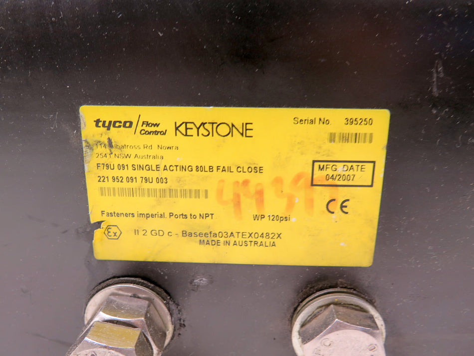 Keystone / Tyco F79U 091 Single Acting 80Lbs Fail Close Actuator Kit - Advance Operations