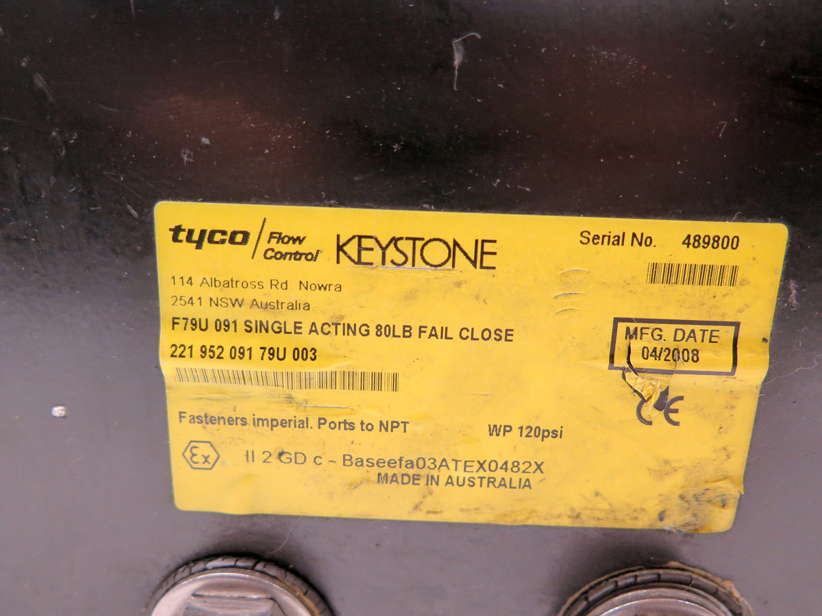 Keystone / Tyco F79U 091 Single Acting 80Lbs Fail Close Actuator *READ* - Advance Operations