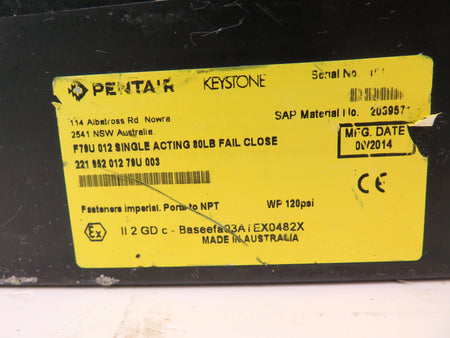 Keystone / Tyco F79U 012 Single Acting 80Lbs Fail Close Actuator - Advance Operations