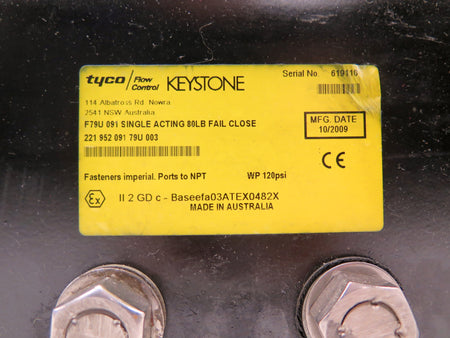 Keystone / Tyco F79U 091 Single Acting 80Lbs Fail Close Pneumatic Actuator KIT - Advance Operations