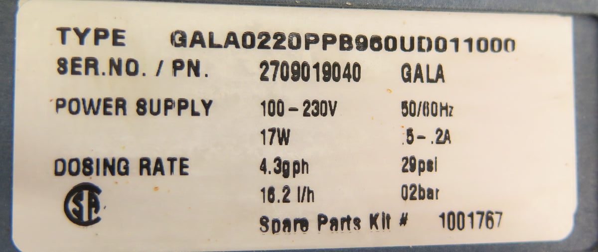Prominent GALA0220PPB960UD011000 Metering Pump - Advance Operations