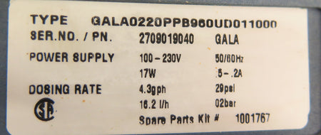 Prominent GALA0220PPB960UD011000 Metering Pump - Advance Operations
