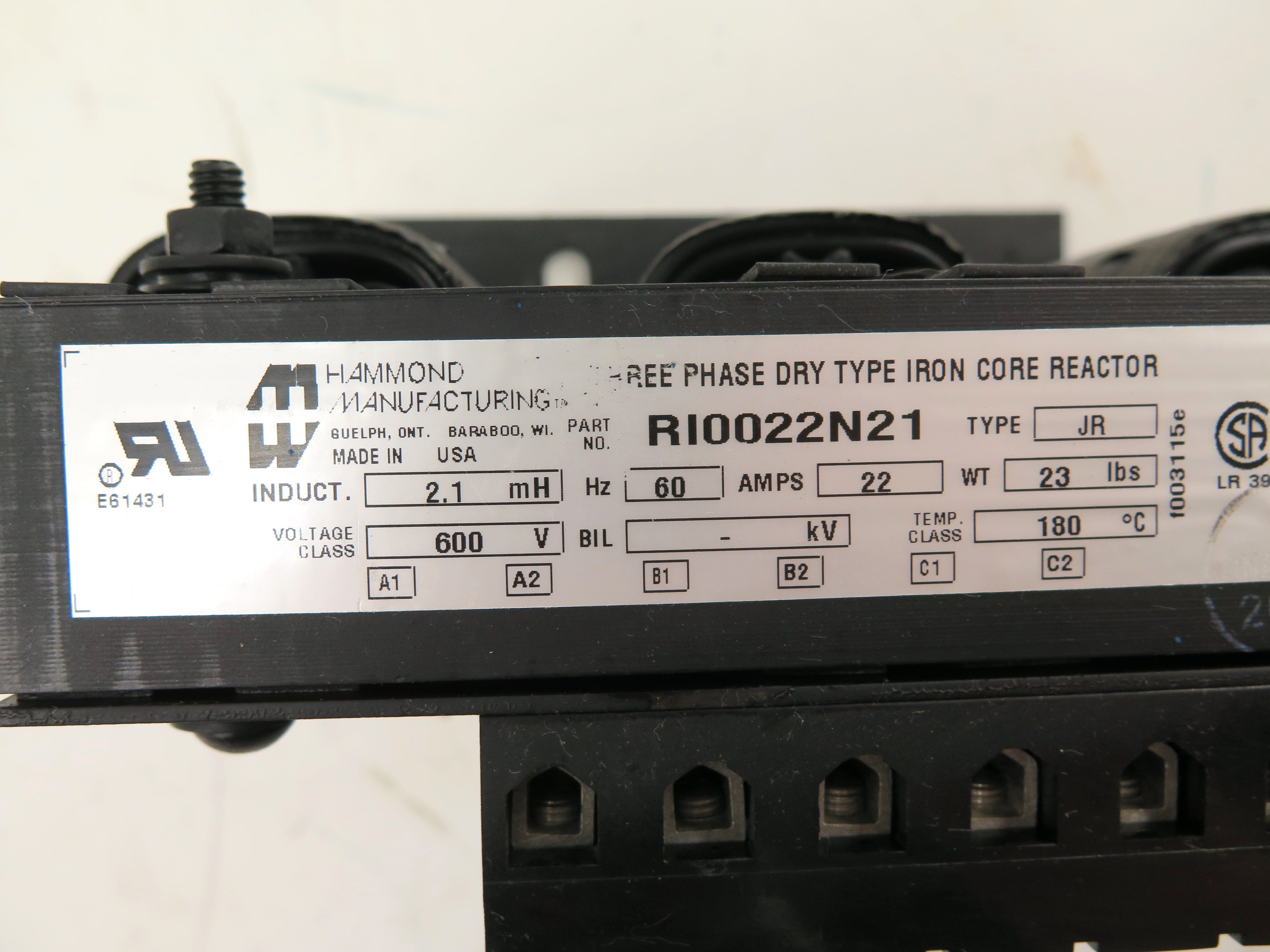 Hammond RI0022N21 Three Phase Dry Type Iron Core Reactor - Advance Operations