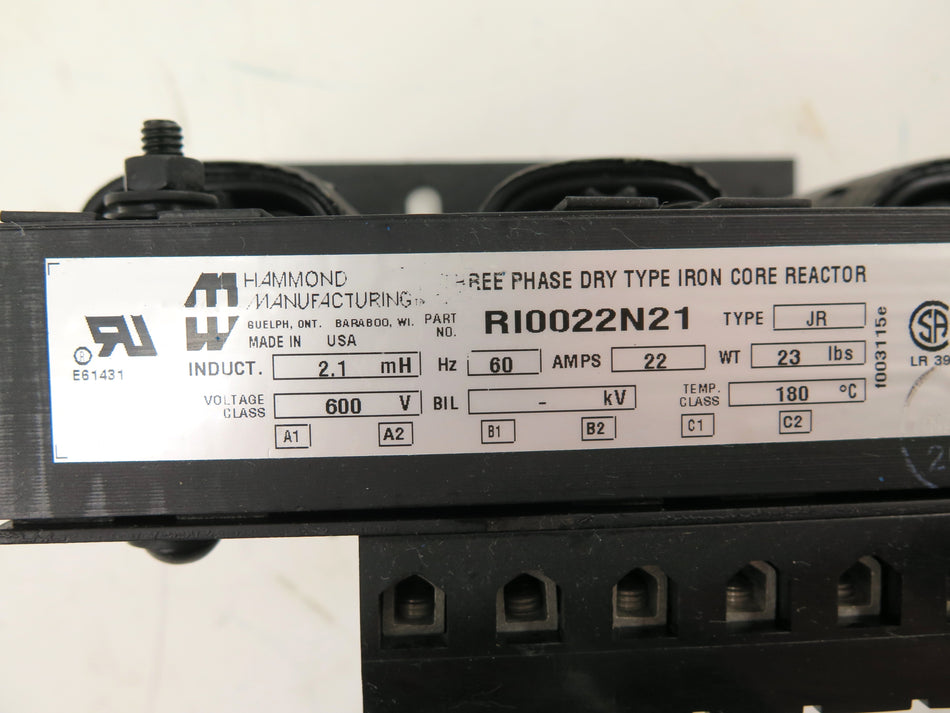 Hammond RI0022N21 Three Phase Dry Type Iron Core Reactor - Advance Operations