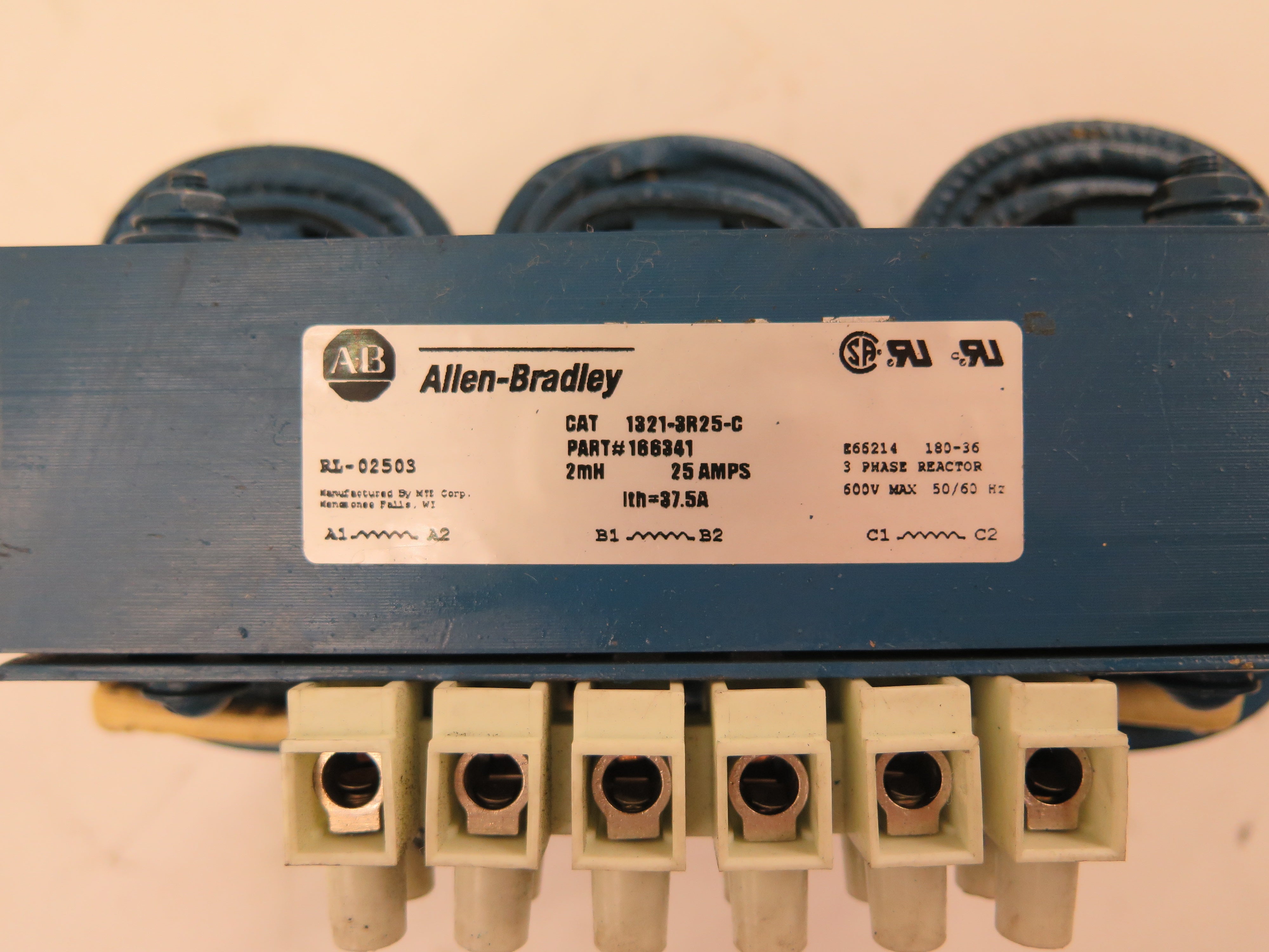 Allen-Bradley 1321-3R25-C Line Reactor 25A 3 Phase Reactor 600V Max - Advance Operations