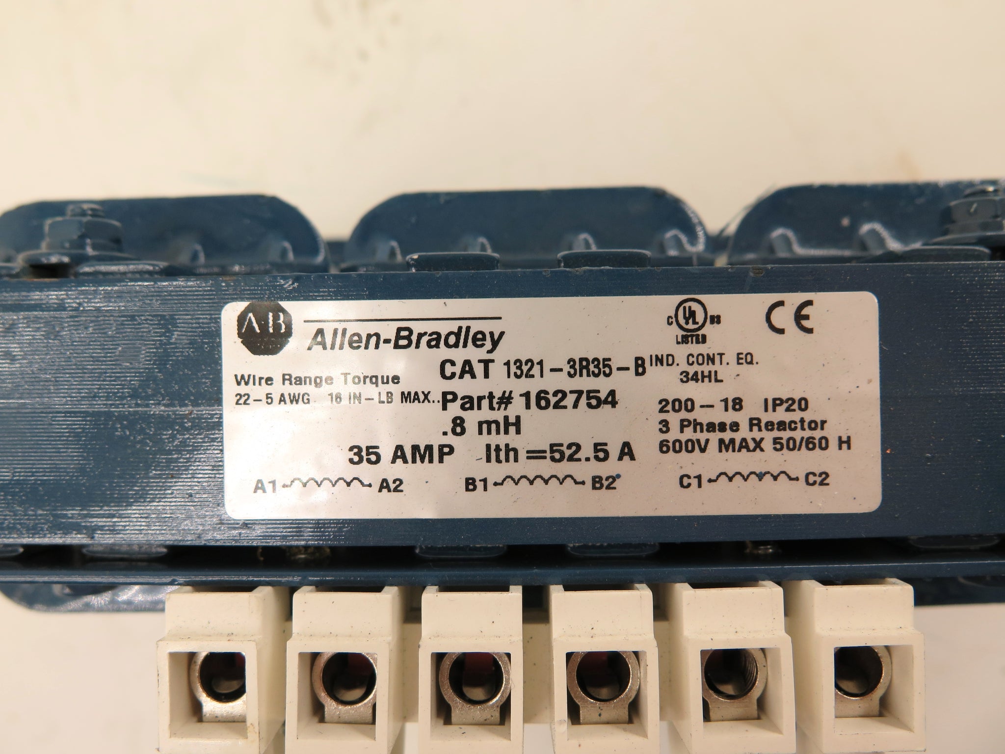 Allen-Bradley 1321-3R35-B Line Reactor 3 Phase 600V Max 35A .8mH ...