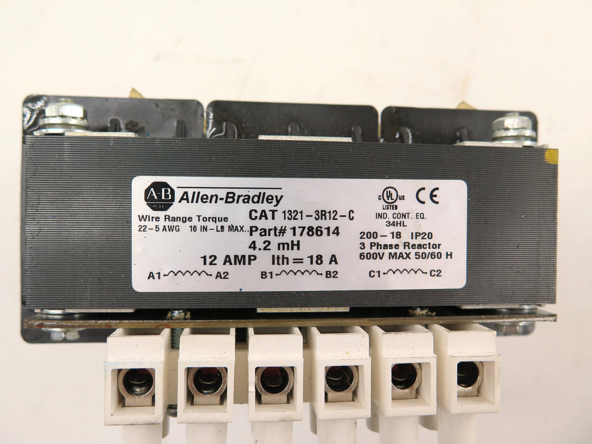 Allen-Bradley 1321-3R12-C Line Reactor 3 Phase Reactor 600vMax 12A 4.2mH - Advance Operations