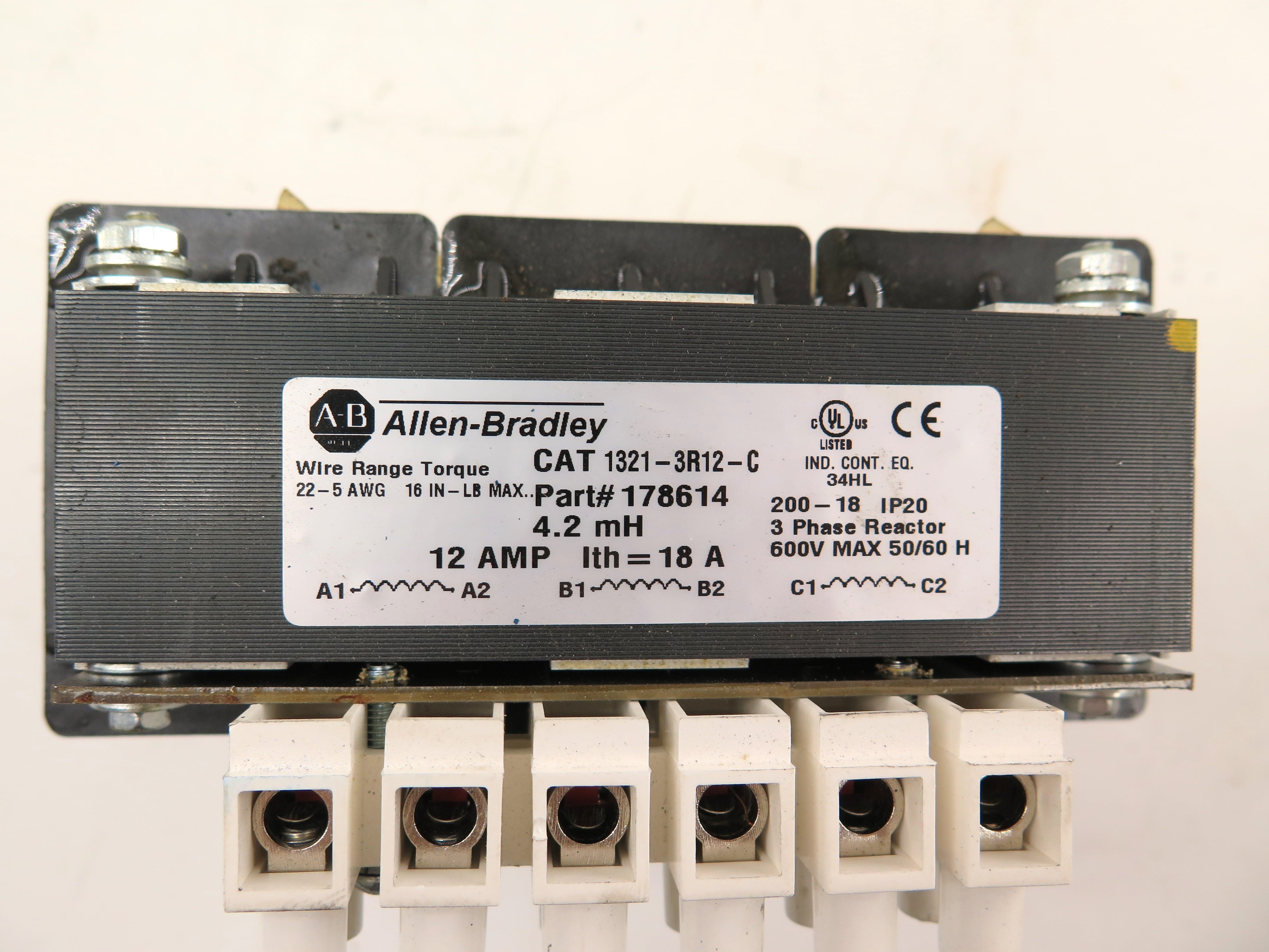 Allen-Bradley 1321-3R12-C Line Reactor 3 Phase Reactor 600vMax 12A 4.2mH - Advance Operations