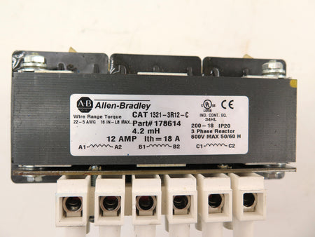 Allen-Bradley 1321-3R12-C Line Reactor 3 Phase Reactor 600vMax 12A 4.2mH - Advance Operations