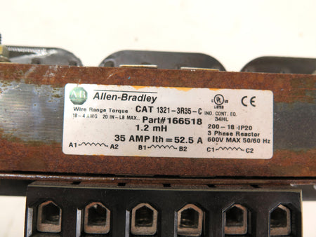 Allen-Bradley 1321-3R35-C Line Reactor 3 Phase 600v Max 52.2A 35A - Advance Operations