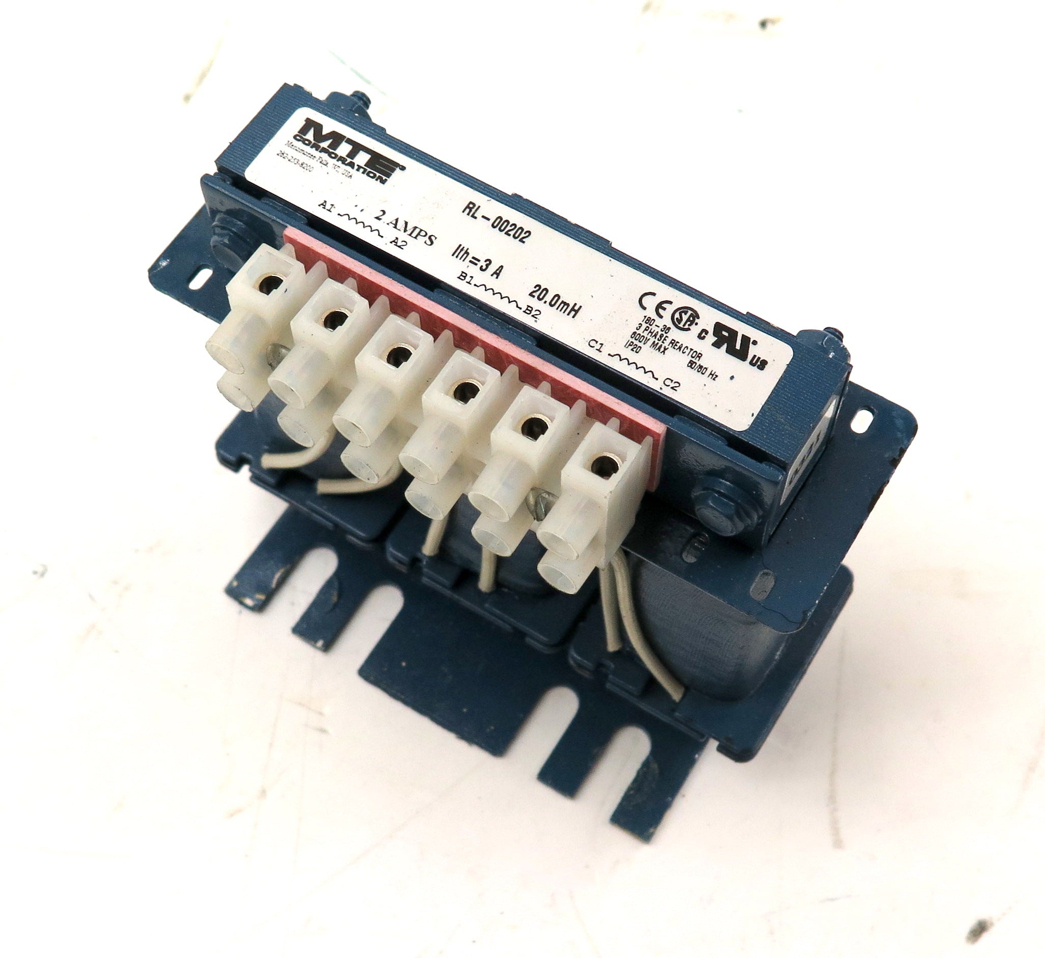 MTE RL-00202 Line Reactor 2A 20.0mH 3 Phase 600Vmax - Advance Operations