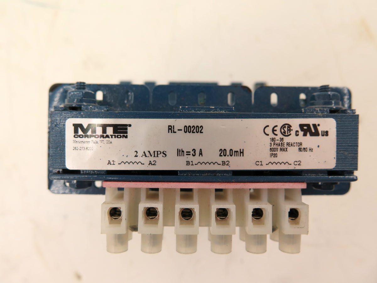 MTE RL-00202 Line Reactor 2A 20.0mH 3 Phase 600Vmax - Advance Operations