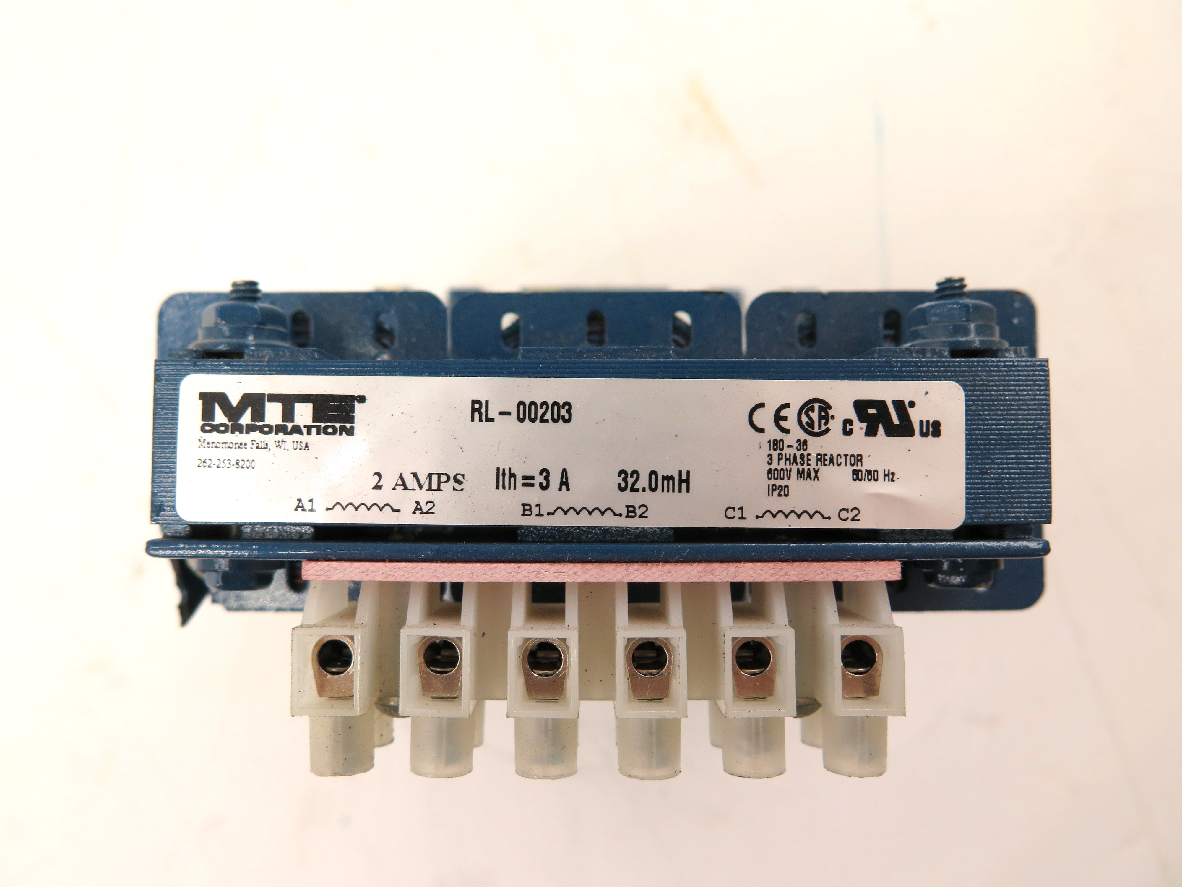 MTE RL-00203 Line Reactor 3 Phase 32.0mH 2A 600Vmax - Advance Operations