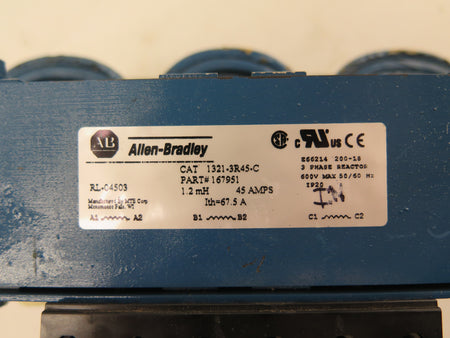 Allen-Bradley 1321-3R45-C Line Reactor 3 Phase 600v Max 45A 1.2mH - Advance Operations