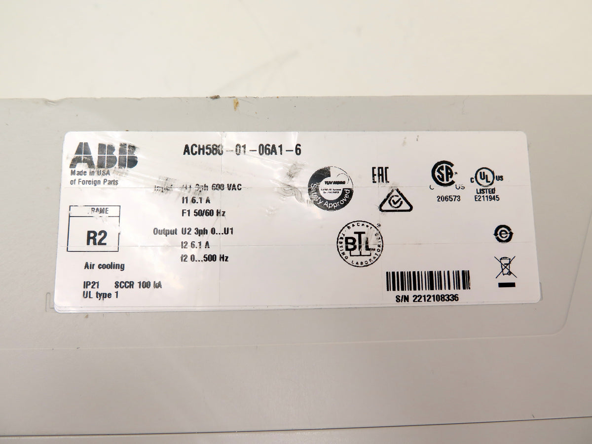 ABB ACH580-01-06A1-6 HVAC AC Drive 3Ph 600Vac 6.1A - Advance Operations