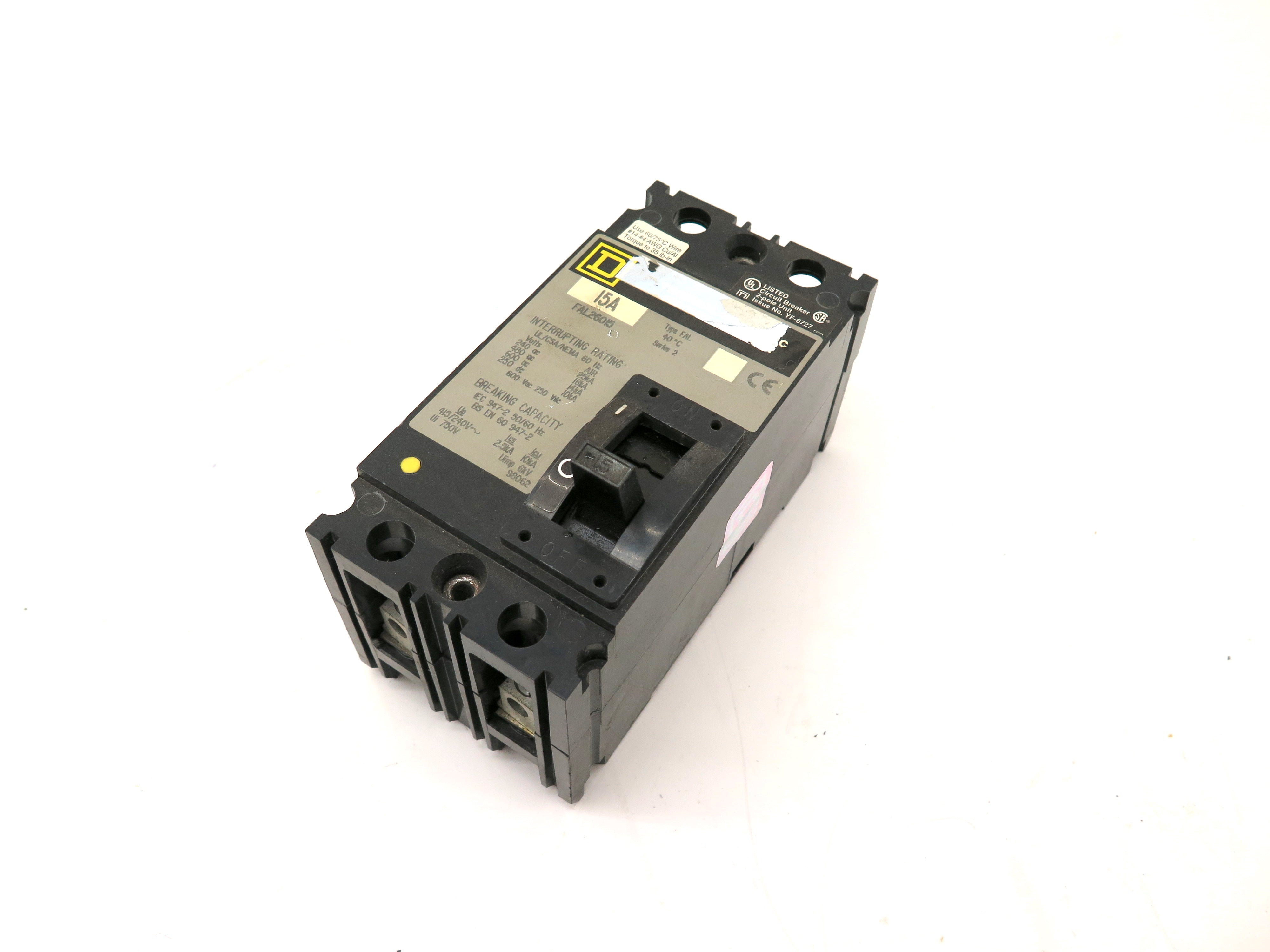 Square D FAL26015 Industrial Grade 15A Circuit Breaker 2 Pole - Advance Operations