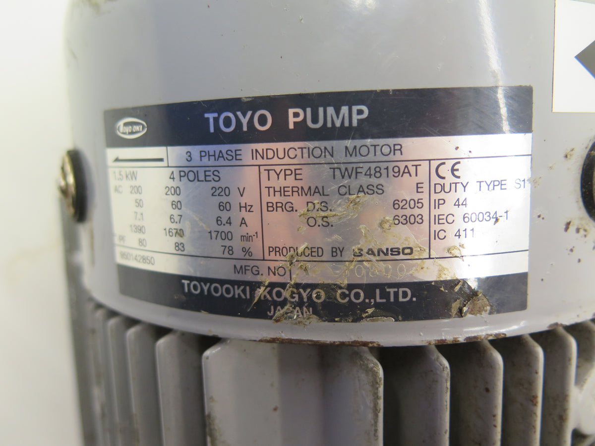 Toyo oki Kogyo Co. / Toyo TWF4819AT Pump 200-220vac 1.5kW - Advance Operations