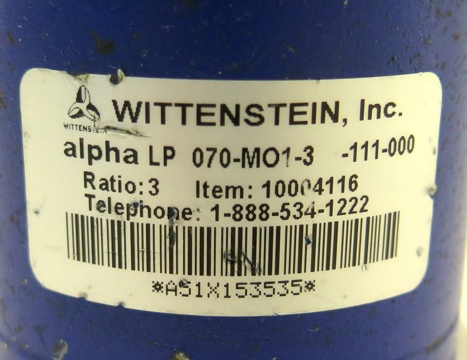 Wittenstein Alpha LP 070-MO1-3 -111-000 Gear Motor Ratio 3 - Advance Operations