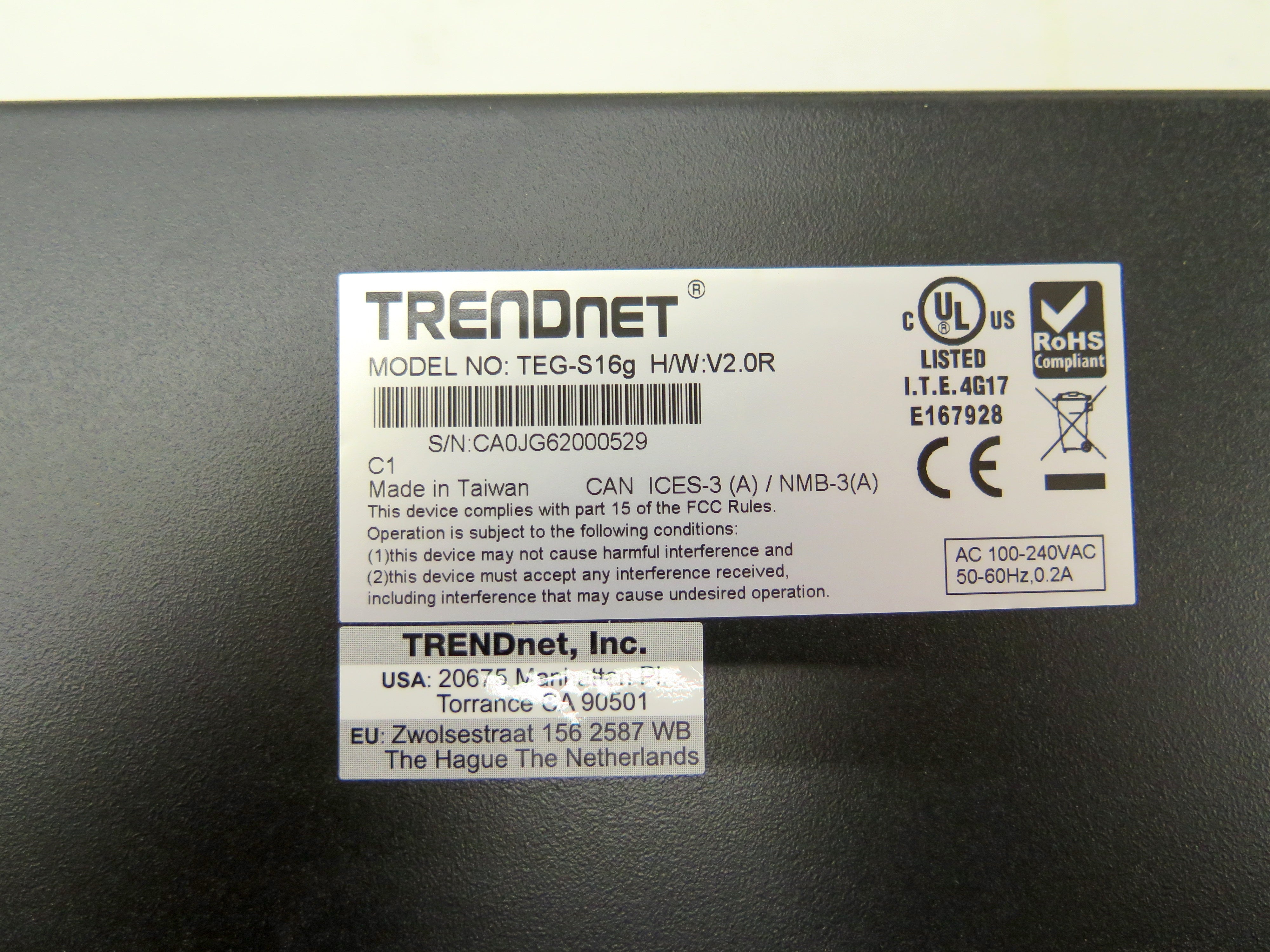 Trendnet TEG-S16G 16 Ports Switch External - Advance Operations
