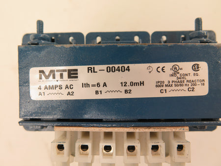 MTE RL-00404 Line Reactor 3 Phase 600V max 12.0mH - Advance Operations